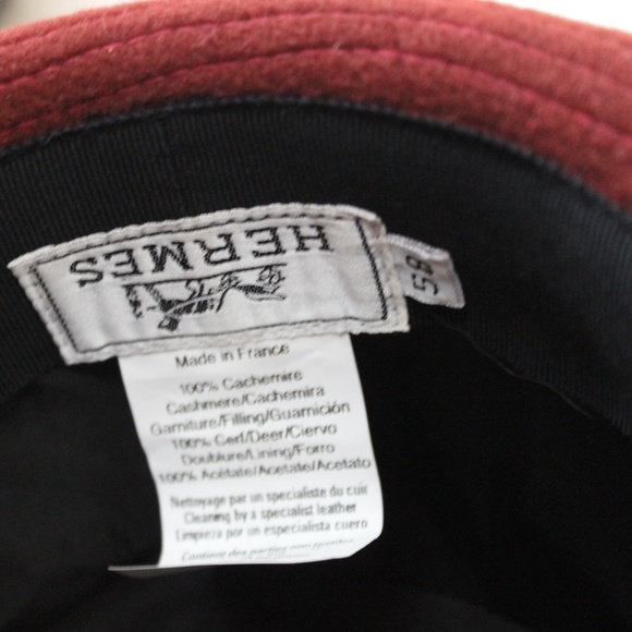 Hermes Burgundy Fedora, Size 58, 100% Cashmere